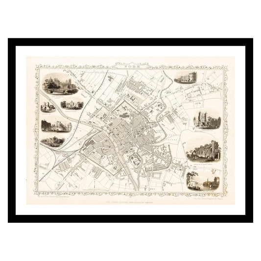 Antique map of York from 1815 - art print. Vintage poster from the old maps of United Kingdom collection