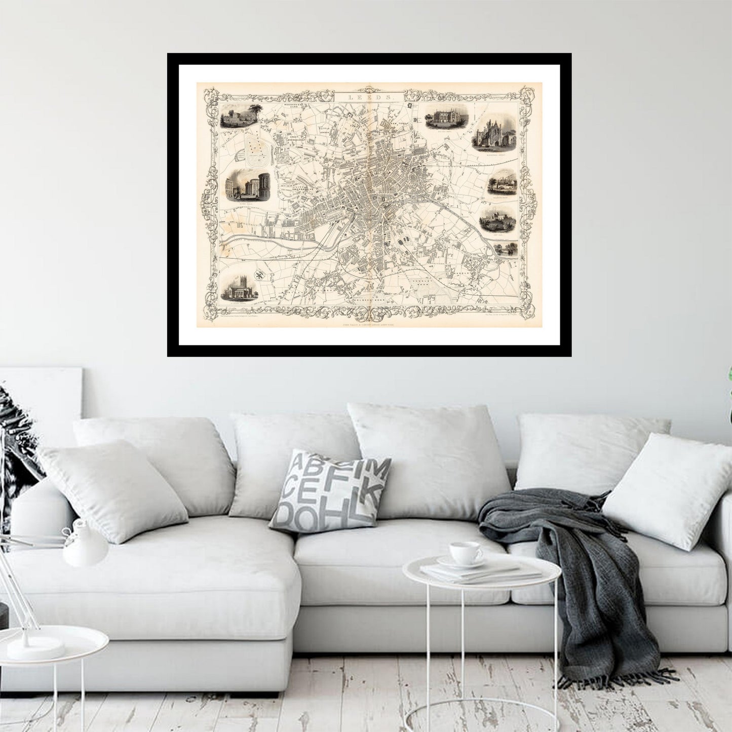 Antique map of Leeds from 1815 - art print. Vintage poster from the old maps of United Kingdom collection