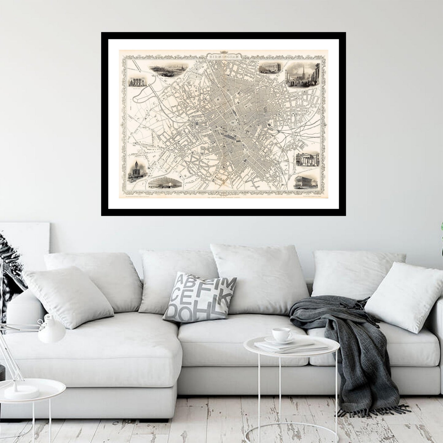 Antique map of Birmingham from 1815 - art print. Vintage poster from the old maps of United Kingdom collection