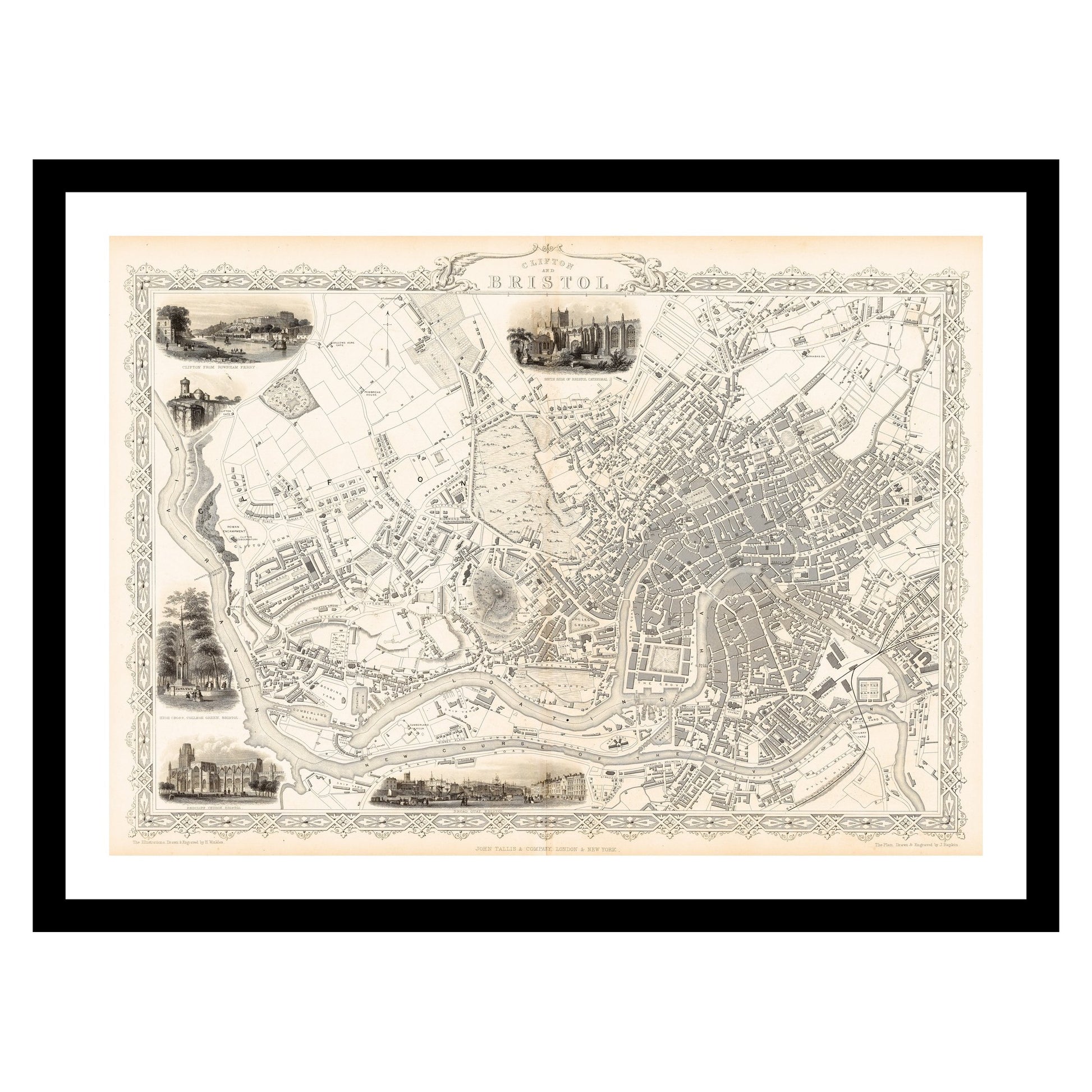 Antique map of Bristol from 1815 - art print. Vintage poster from the old maps of United Kingdom collection.