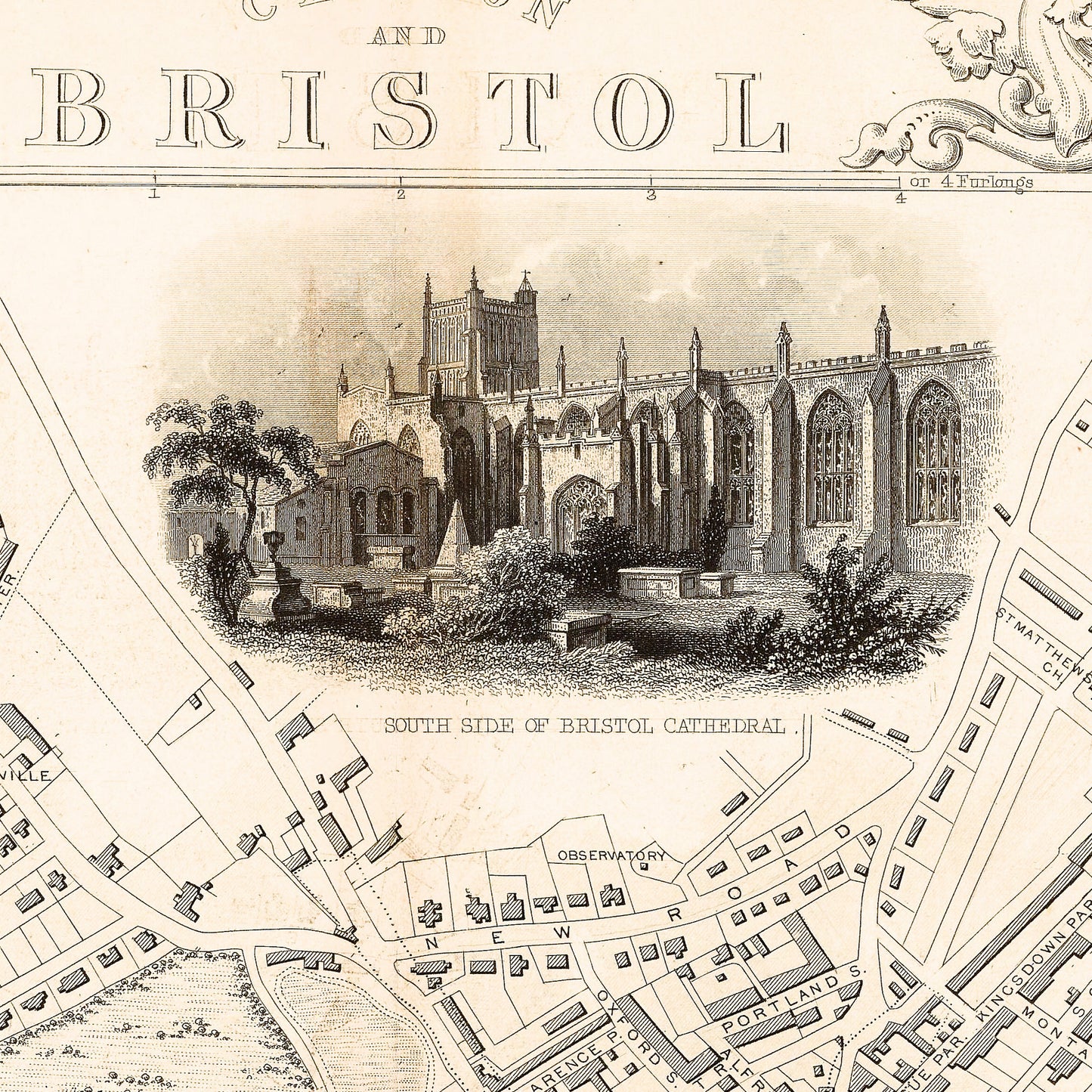 Bristol England UK 1815 - Old Antique Map - Art Print