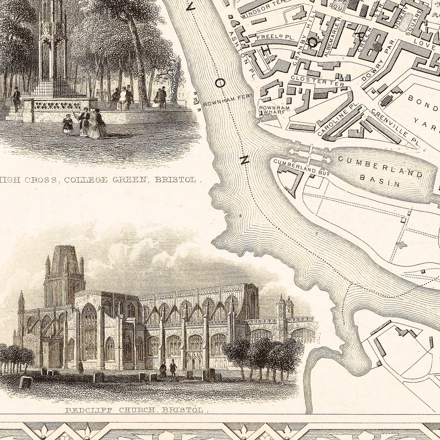 Bristol England UK 1815 - Old Antique Map - Art Print