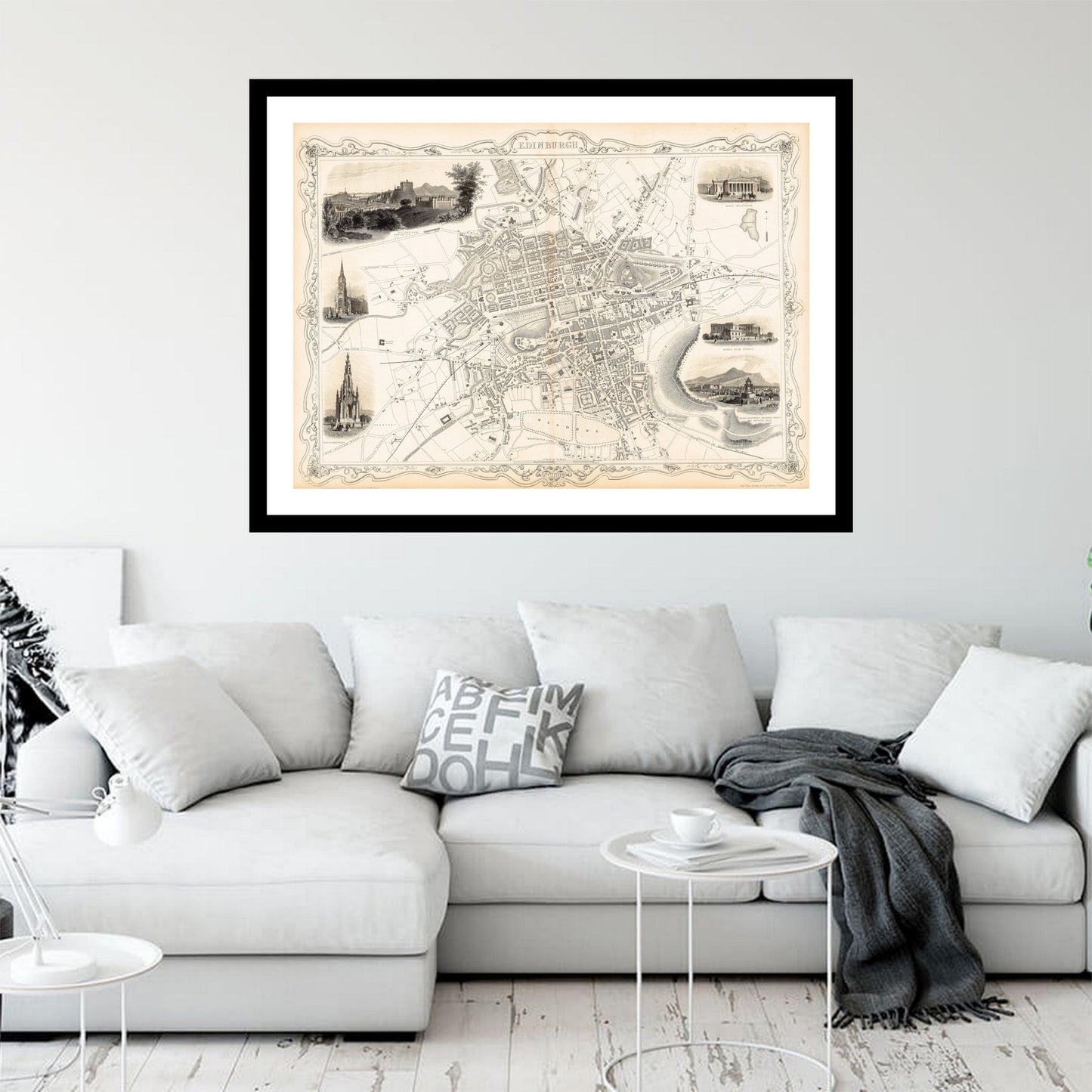 Antique map of Edinburgh from 1815 - art print. Vintage poster from the old maps of United Kingdom collection