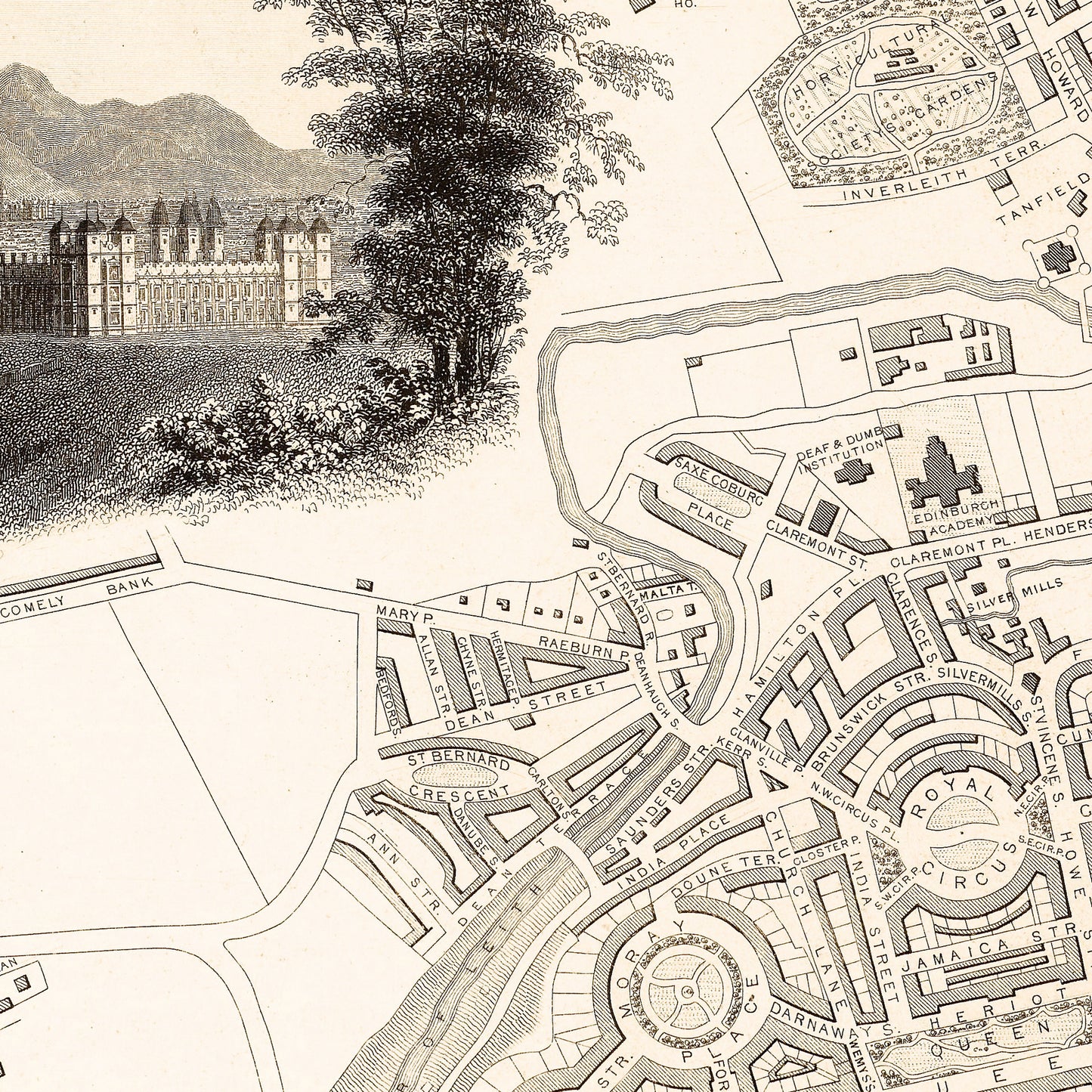 Edinburgh Scotland UK 1815 - Old Antique Map - Art Print