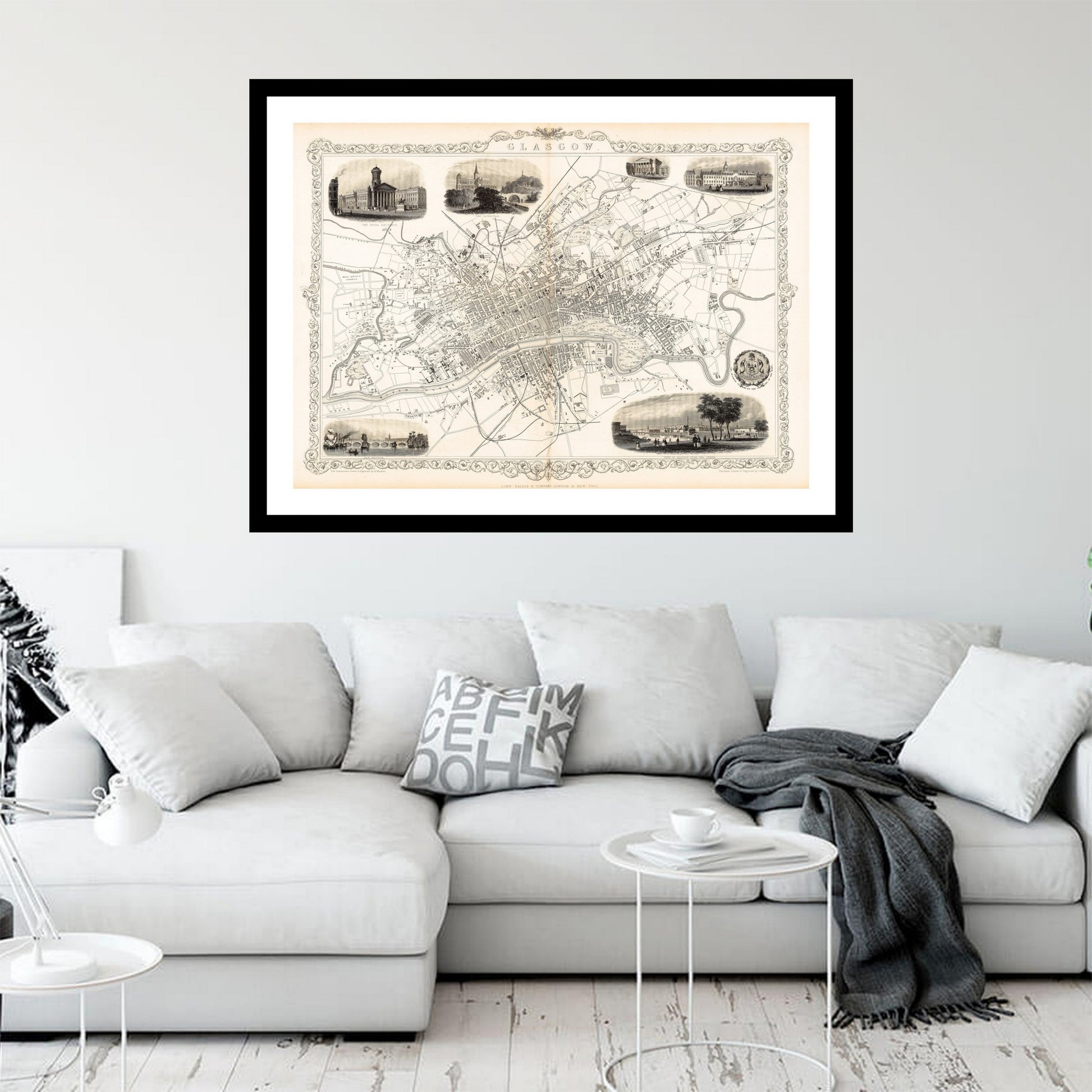 Antique map of Glasgow from 1815 - art print. Vintage poster from the old maps of United Kingdom collection