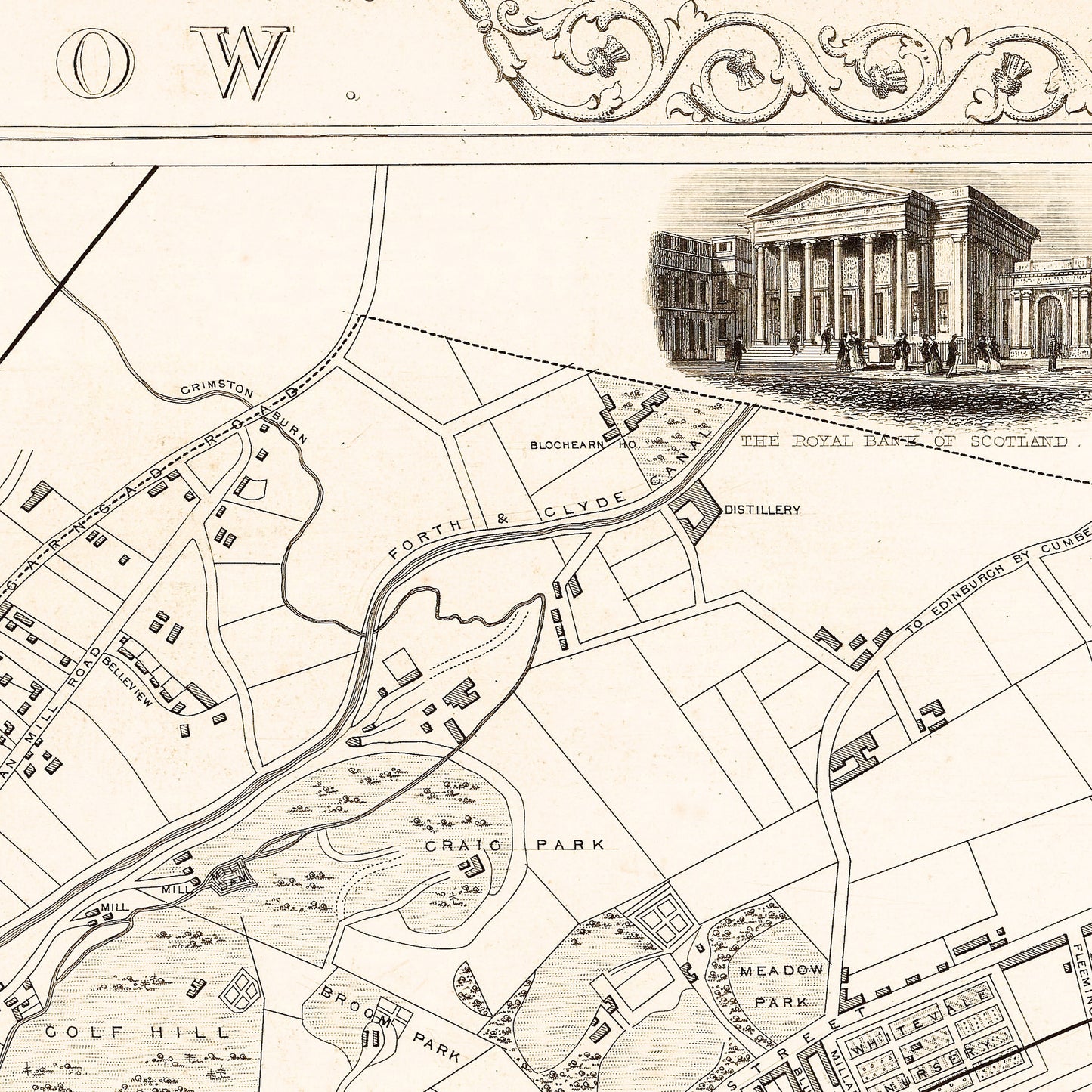 Glasgow Scotland UK 1815 - Old Antique Map - Art Print