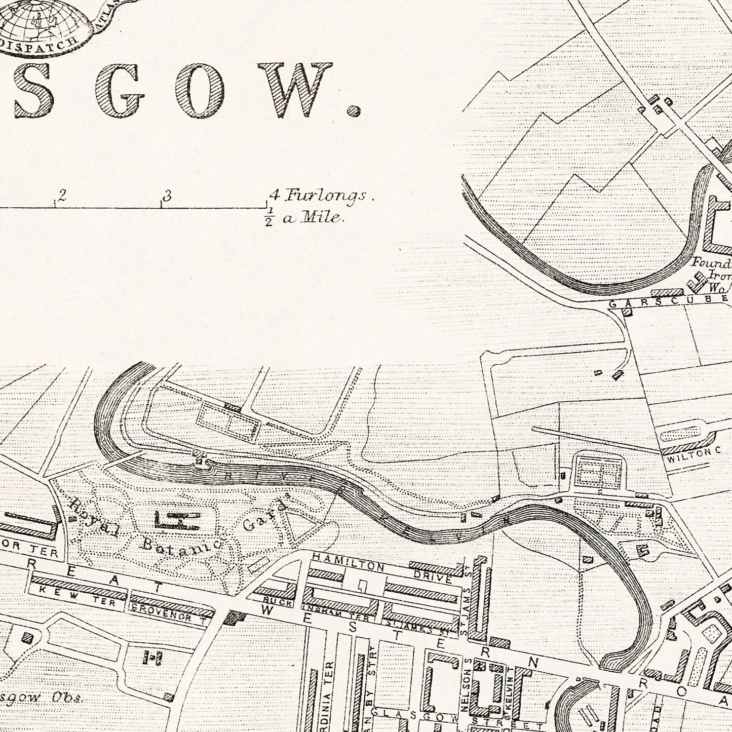 Glasgow Scotland UK 1863 - Old Antique Map - Art Print