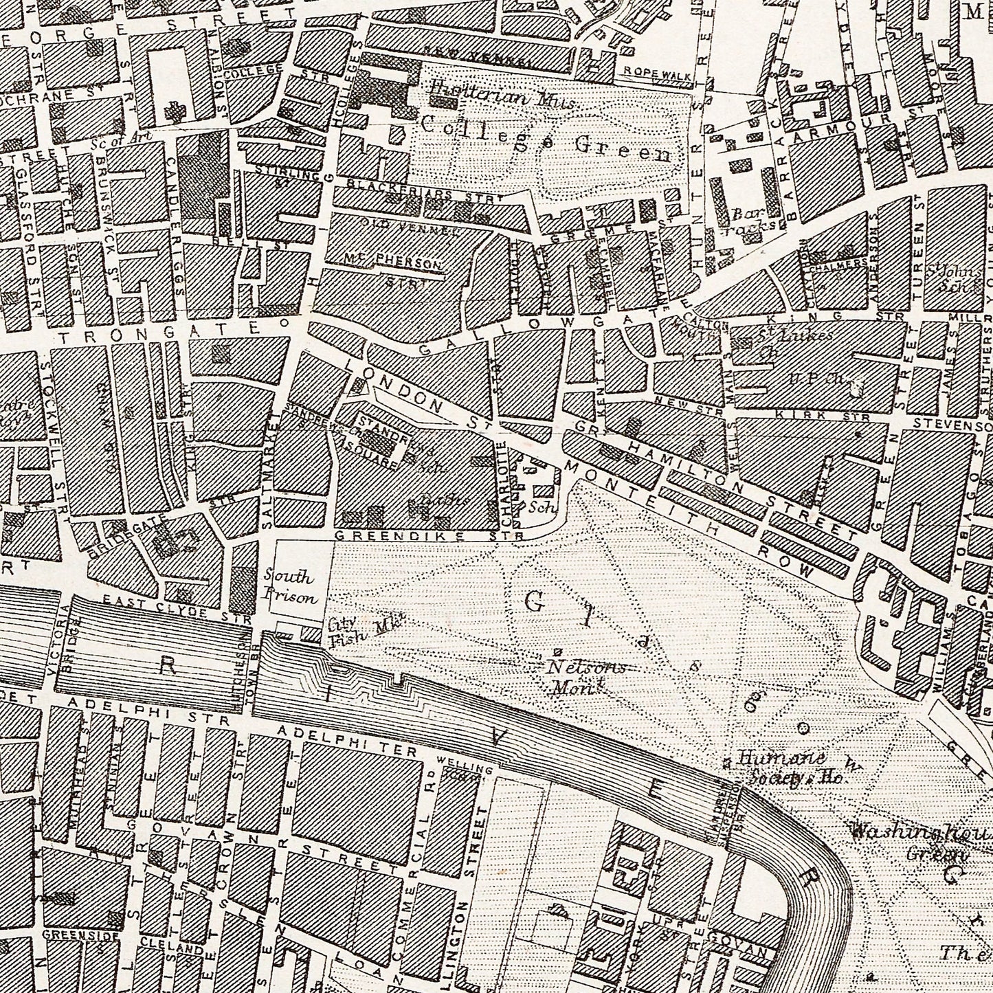 Glasgow Scotland UK 1863 - Old Antique Map - Art Print