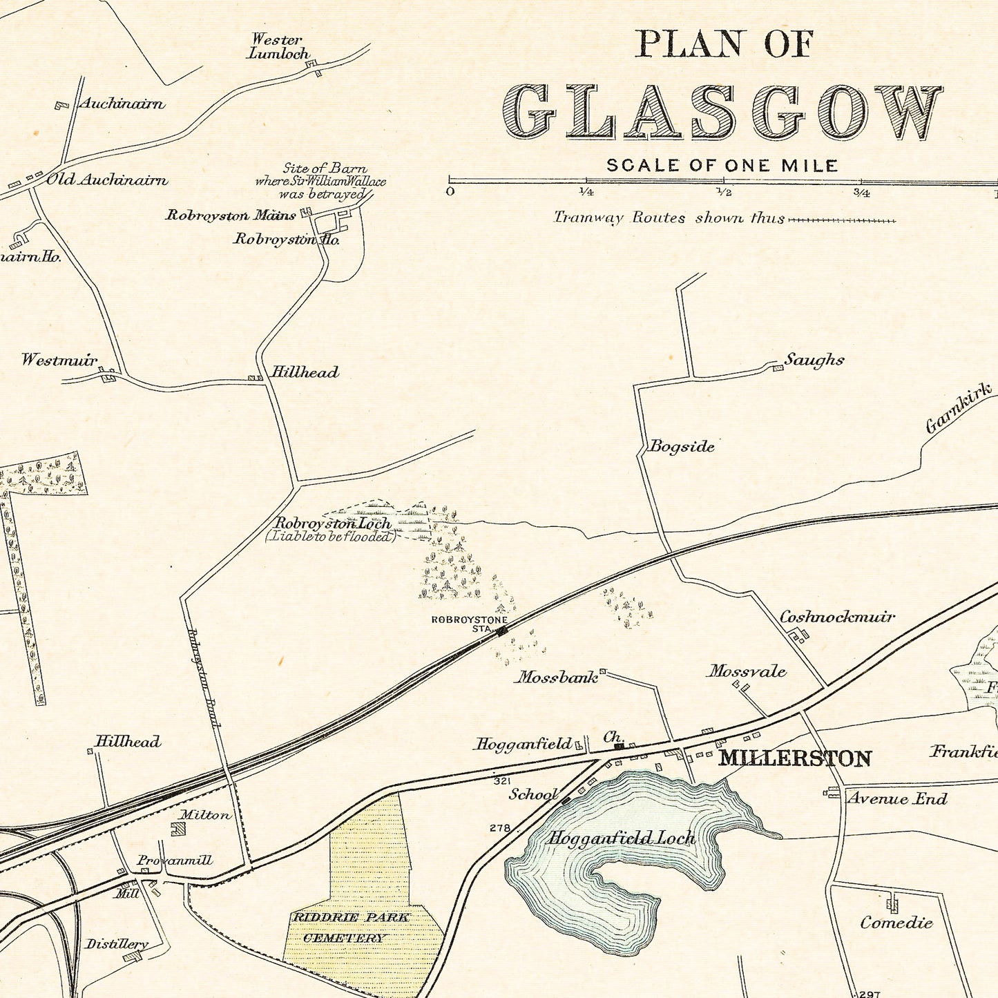 Glasgow Scotland UK 1912 - Old Antique Map - Art Print