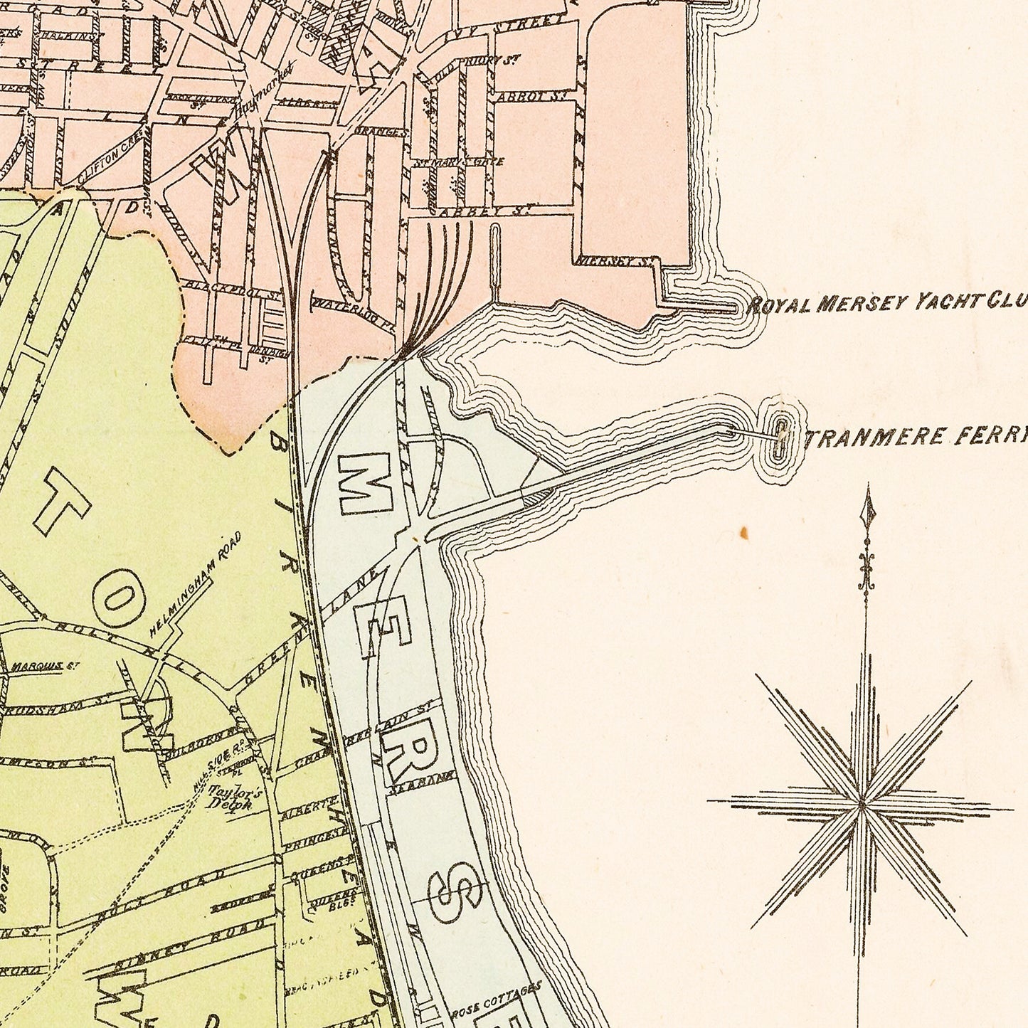 Birkenhead England UK 1882 - Old Antique Map - Art Print