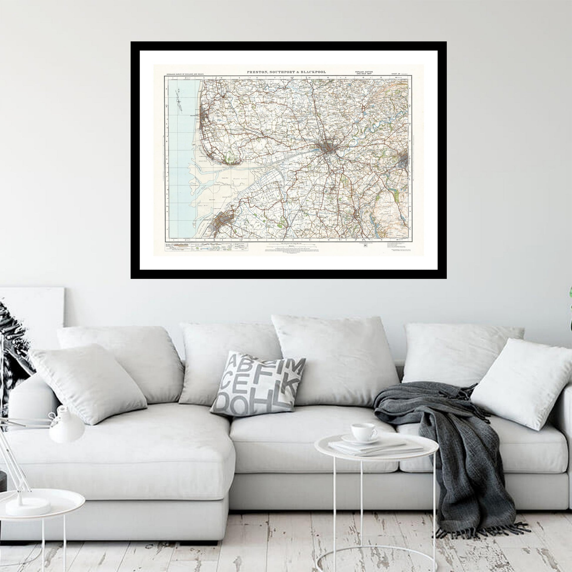 Antique map of Blackpool from 1920 - art print. Vintage poster from the old maps of United Kingdom collection