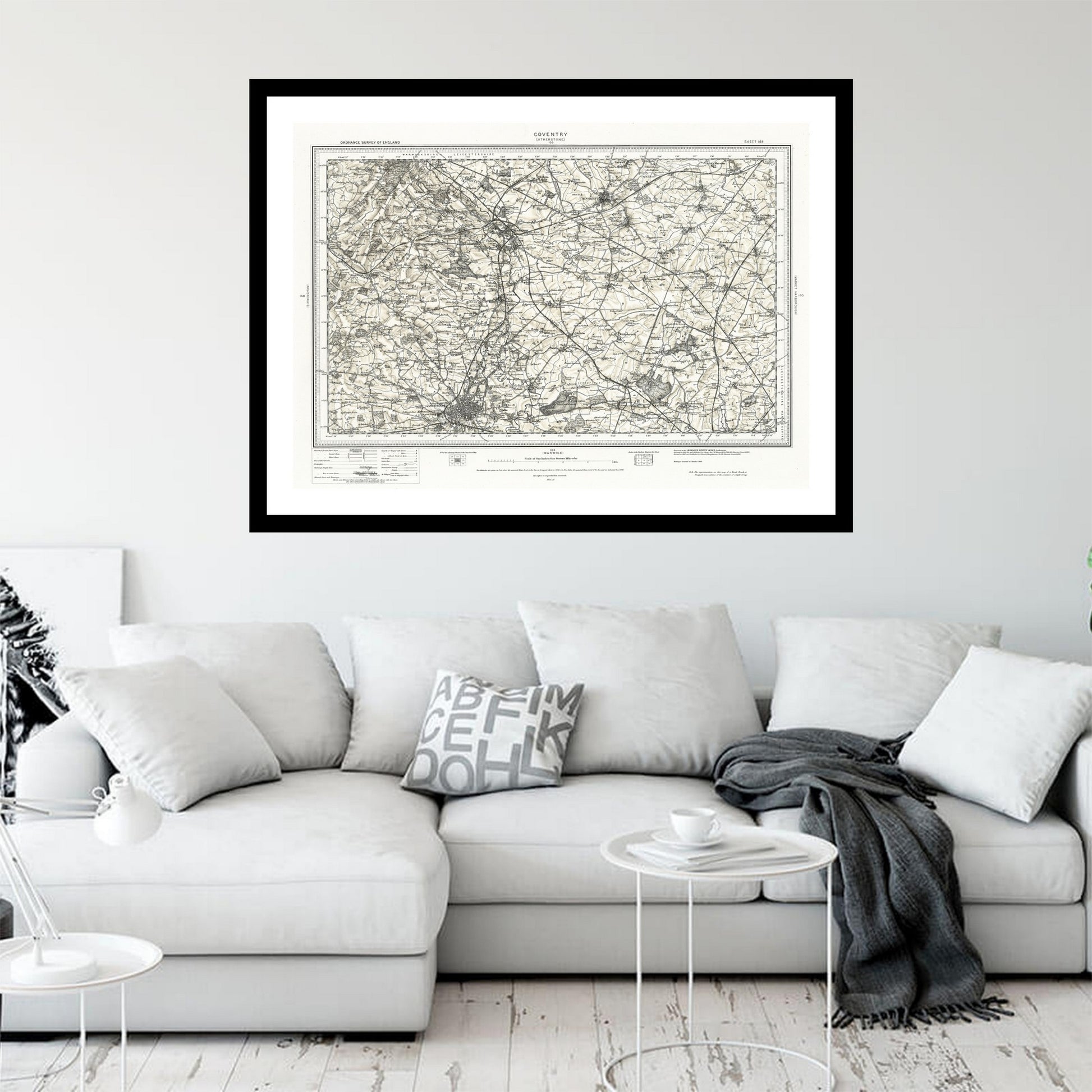 Antique map of Coventry from 1899 - art print. Vintage poster from the old maps of United Kingdom collection