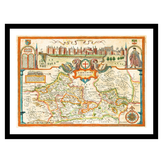 Antique map of Berkshire from 1665 - art print. Vintage poster from the old maps of United Kingdom collection