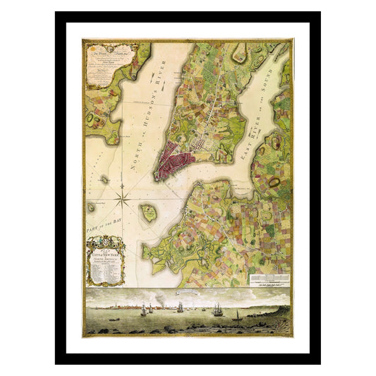 Antique map of New York from 1770 - art print. Vintage poster from the old maps of United States collection