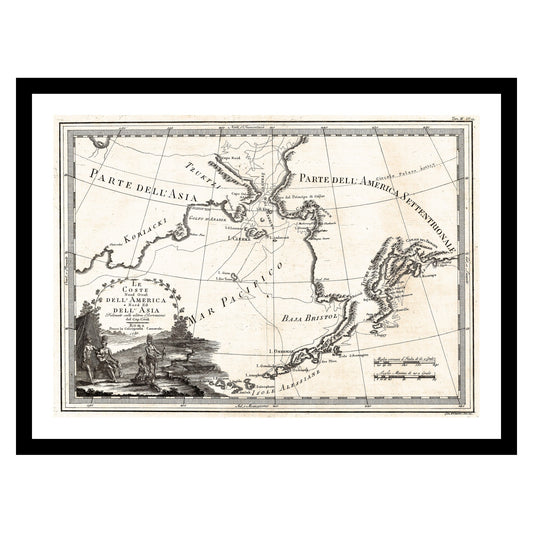 Antique map of Alaska from 1798 - art print. Vintage poster from the old maps of United States collection