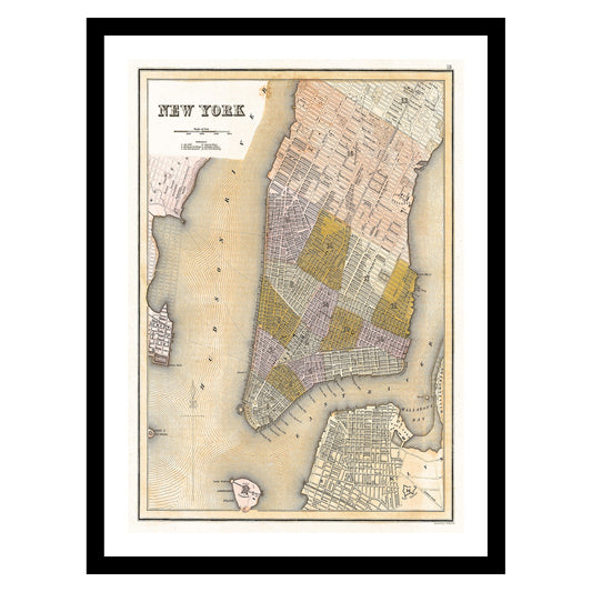 Antique map of New York from 1839 - art print. Vintage poster from the old maps of United States collection