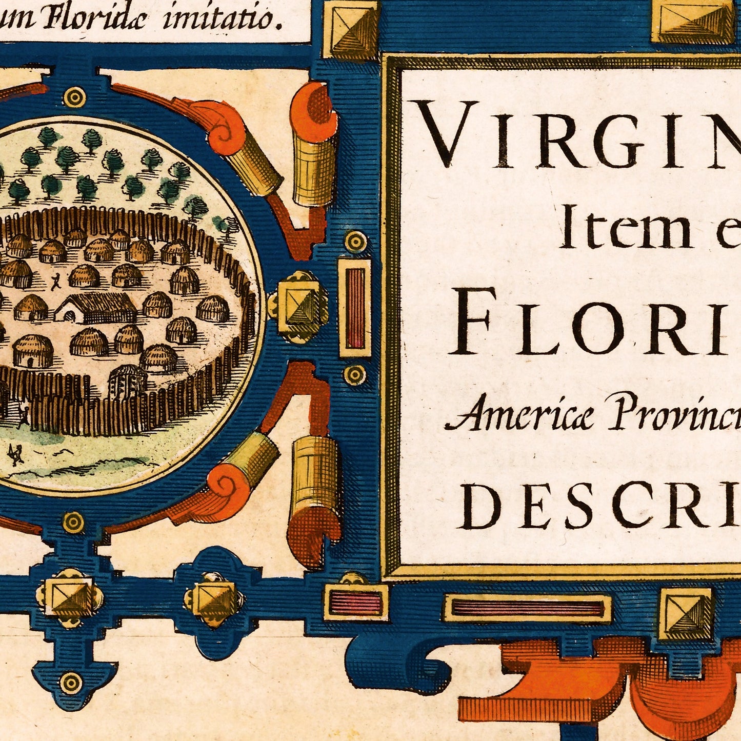 Virginia Florida USA 1623 - Old Antique Map - Art Print