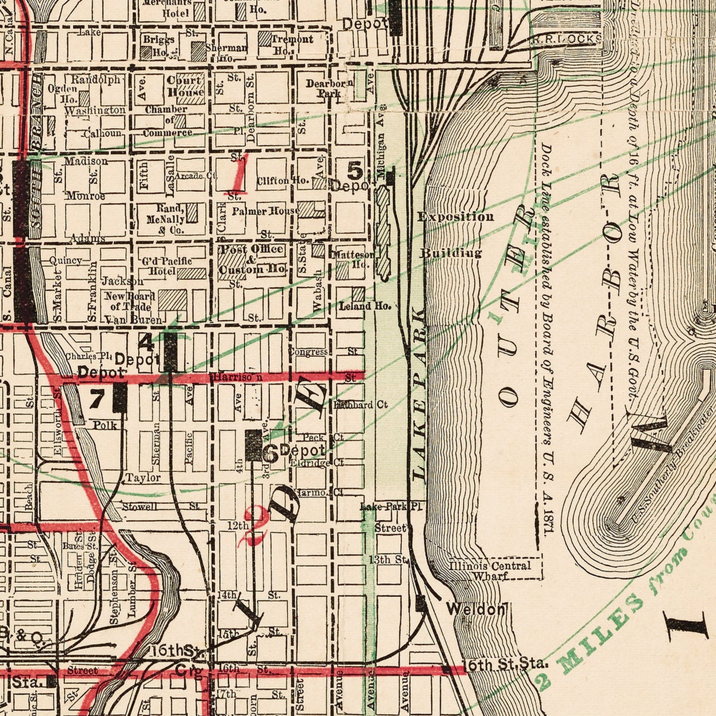 Chicago Illinois USA 1886 - Old Antique Map - Art Print