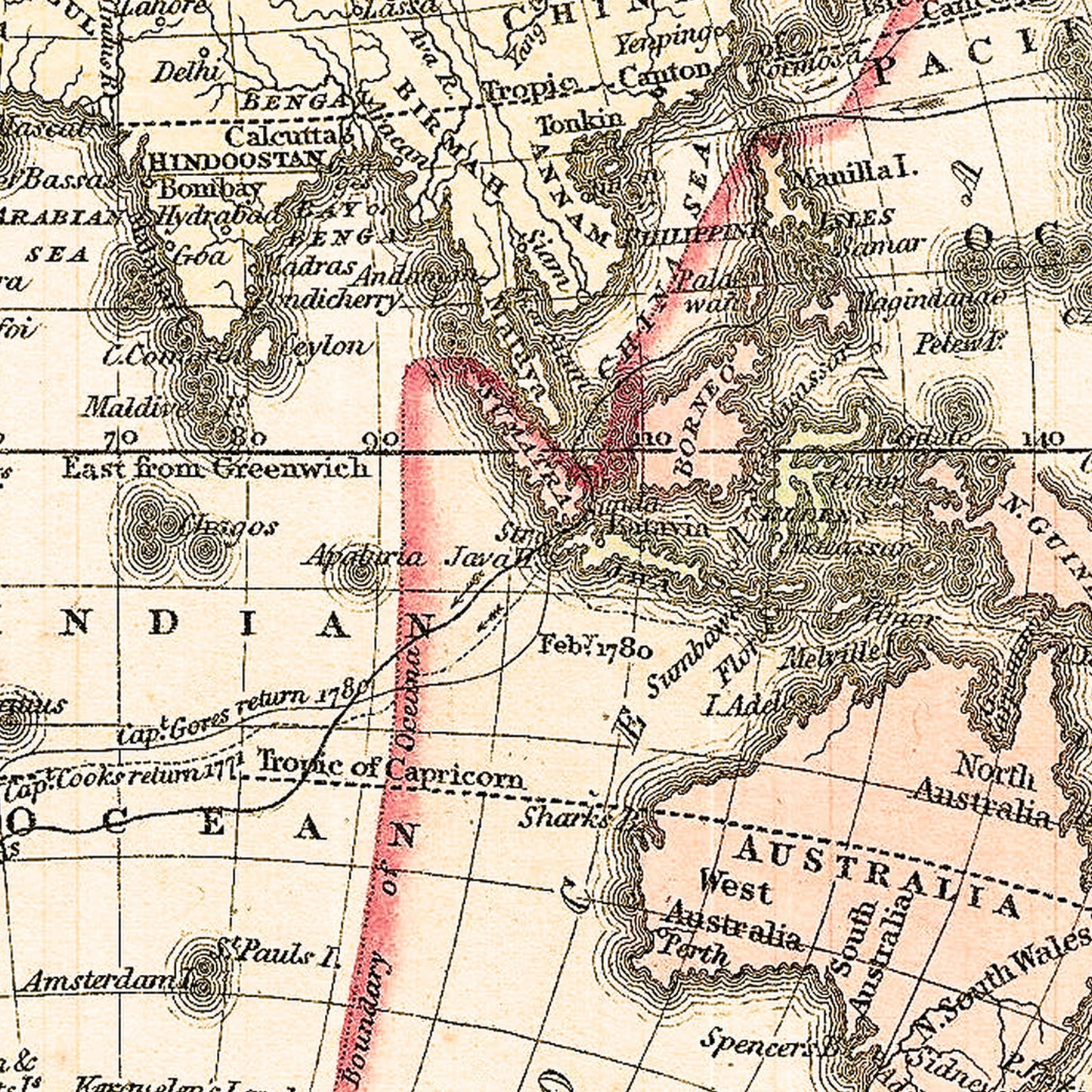 World 1856 - Old Antique Map - Art Print